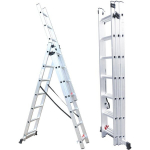 Alumiiniumist kokkupandav redel Fieldman, 3-osaline, 1,98m-4,22m, 150kg