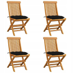 Aiam&ouml;&ouml;bli toolid, mustad padjad, 4 tk, tiikpuu