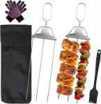 Hiqe-fl Roostevabast terasest grillvardad, 2 kebabivarda komplekt, pikk poolautomaatne roostevabast terasest grillkahvel, kolmeharuline roostevabast terasest grillkahvel, lihale, k&ouml;&ouml;giviljadele, pulgaleivale