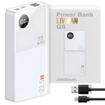 Kiirlaadimisega varupatarei kolme v&auml;ljundiga, 20000mAh, 22.5W, LIVMAN Q8