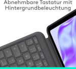Logitech Combo Touch Ipad Pro 13-tollise (m4) (2024) klaviatuuriga &uuml;mbris &ndash; eemaldatav taustavalgustusega klaviatuur ja hoidik, mugav tr&uuml;kkimine, mitmeotstarbeline režiim, saksa Qwertz &ndash; grafiit