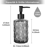 2 klaasist seebidosaatorit, must, 325 ml vedelseebi dosaator plastikust pumba peaga, korduvt&auml;idetav k&auml;teseebi dosaator k&ouml;&ouml;ki, vannituppa, pesuvahendi dosaator, &scaron;ampooni du&scaron;igeeli dosaator