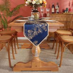 Lifedx Makramee laudlina, boho laudlina narmastega, puuvillane linane laudlina, splaissitud, puuvillane vintage laudlina, pestav laudlina, lauakollektsioon, s&ouml;&ouml;gilaua kaunistus, sinine, 33x180cm