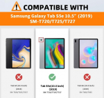 Auslbin &uuml;mbris samsung galaxy tab s5e 10.5 tolli 2019 tahvelarvutile mudel sm-t720/t725 premium pu nahk koos statiivi funktsiooni kaardipesa kaitse&uuml;mbris pliiatsi hoidjaga, sinine
