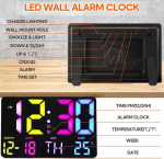 Digitaalne &auml;ratuskell seinakell, Aimmie digitaalne seinakell kaugjuhtimispuldiga, 13-tolline Led-ekraan, lauakellad temperatuuriga, reguleeritav heledus, 12/24 tunni kalendrikell magamistuppa
