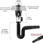 Hshenjhu valamu sifooni komplekt, pop-up &auml;ravoolukorgiga, valamu sifoonitoru komplekt, vannitoale, tualetile, k&ouml;&ouml;givalamule, pikendatav 300&ndash;1000 mm