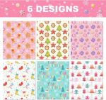 Howaf 12 pakkepaber j&otilde;ulud roosa, j&otilde;ulupakkepaberi komplekt, kingituste pakkepaber, j&otilde;ulud lastele, j&otilde;ulupaber, roosa kingituste pakkimine, j&otilde;ulukaunistus, j&otilde;ulukaunistus, 27 x 20