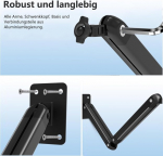 Msdong tahvelarvuti seinakinnitus, kaasaskantava monitori aluse seinakinnitus 15,6-tollistele seadmetele, seinakinnitus ipadile, reguleeritav ja kokkupandav hoidik kindle'ile, ipad pro air mini, galaxy tab, 4,7&ndash;13-tollistele seadmetele