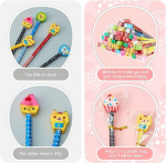 Latern 50 tk pakis multifilmipliiatseid kustutuskummidega, juhuslikud multifilmi kustutuskummid pliiatsi otsas, erinevate mustritega pliiatsid lastele, s&uuml;nnip&auml;evakingitused, peokotit&auml;ited (17,5 x 2 cm)