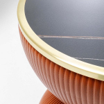 Kare Endless Vegas disainiga abilaud, oranž, 47 cm l&auml;bim&otilde;&otilde;duga, elutoa laud, kohvilaud, &uuml;mmargune, keraamiline lauaplaat, terasraam, puitvooder, 49 x 47 x 47 cm (k x L x S)