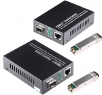 &Uuml;ks paar 1.25g gigabit ethernet fiiberoptilisi meediakonvertereid Sfp Lc single core transiivermooduliga, single mode Lc, Smf-rj45 kuni Sfp pesani kuni 30km, 10/100/1000base-tx kuni 1000base-sx