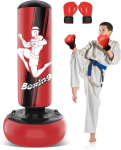 Juoifip laste poksikott, 160 cm, t&auml;ispuhutav poksikott, seisab koos poksikinnastega mma karate taekwondo harjutamiseks ja kogunenud energia v&auml;hendamiseks