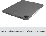 Logitech Combo Touch Ipad Pro 12.9 (5. p&otilde;lvkond - 2021) klaviatuurikohver - eemaldatav taustavalgustusega klaviatuur - Click-anywhere puuteplaat, Smart Connector - saksa Qwertz paigutus - hall