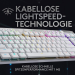 Logitech G915 Lightspeed Tkl juhtmevaba mehaaniline m&auml;nguriklaviatuur ilma numbrilise klahvistikuta, madala profiiliga Lightsync Rgb taktiilne Gl-nupul&uuml;liti, &uuml;li&otilde;huke, 40 tundi aku kestvust, Qwerty, valge