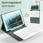 Kvtvou Klaviatuurikohver Ipad 9th/8th/7th p&otilde;lvkonna 10.2-tollisele tahvelarvutile, juhtmevaba Bluetooth-&uuml;hendus, laetav eemaldatav Owertz klaviatuur, sisseehitatud pliiatsi hoidja, tumeroheline