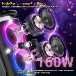 Tpbeat suur bluetooth k&otilde;lar, party box, 160 w v&otilde;imas, vali heli, s&uuml;gav bass, music box suur bluetooth led-valgusshow'ga, kiire laadimine, 15 tundi aku, tf, aux, eq, peoks, tagaaed1