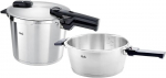 Fissler Vitaquick Premium kiirkeedupottide komplekt, 2 osa (2 kiirkeedupotti metallkaanega 3.5l + 6l, 1 t&auml;iendav klaaskaas) - induktsioon