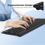 Cimetech laetav juhtmevaba klaviatuur 2.4 Ghz &uuml;li&otilde;huke juhtmevaba klaviatuur Qwertz saksa klaviatuur juhtmevaba klaviatuur multimeediaklahvidega juhtmevaba klaviatuur Ios, Android, Windows (must)