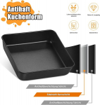 Homikit ruudukujuline kastrul, roostevaba teras, 21 cm, ruudukujuline koogivorm, 2 tk komplekt ahjule, mittenakkuv brownie k&uuml;psetusplaat, k&uuml;psetusplaat lasanje/koogi/r&ouml;sti jaoks, ei sobi &otilde;hufrit&uuml;&uuml;rile