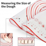 Saeiv silikoonist k&uuml;psetusmatt, silikoonmatt, libisemiskindel, 80 x 60 cm, mittenakkuv tainamatt, k&uuml;psetusmatt m&otilde;&otilde;tudega, rullmatt fondandi, k&uuml;psetiste, pitsa jaoks, bpa vaba (punane + 1 x kaabits)