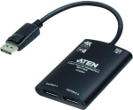 Aten, Vs92dp, 2 pordiga True 4k Displayport Mst jaotur, toetab kuni 4k@60hz (4:4:4) videoresolutsiooni, Hdr Dolby, Truehd ja Dts-hd, Master Audio 7.1, Mst peegelrežiimi/laiendus-/videoseinarežiimi