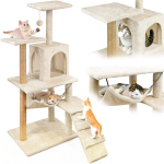 Kasside kraapimispost, maja koos m&auml;nguasjaga, k&otilde;rge, 6 tasandit, voodi, Comfort Line beež