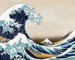 Numbrite j&auml;rgi maalimine: SUUR LAINE KANAGAWAS Katsushika Hokusai 40x50 karbis