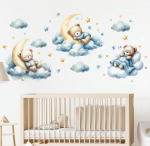 Laste seinakleebis Pilvedel magavad kaisukarud