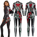 Skeletor Skelett kost&uuml;&uuml;m koos roosidega Halloween karnevali &uuml;likond M