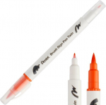 Pintselpliiats Brush Sign Pen Twin oranž kahepoolse pintselotsaga, Pentel /12