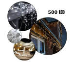 500 LED 25 meetrit lambipirni v&auml;listingimustes vanik&uuml;&uuml;tsipleid valge traadiga, k&uuml;lm valge