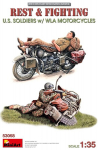 Liimitav mudel MiniArt 53068 Rest & Fighting. U.S. Soldiers w/ WLA Motorcycles 1/35