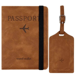Pruun reisikomplekt &ndash; passi&uuml;mbris ja pagasisilt (Travel Wallet)