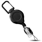 Must v&otilde;tmehoidja 80 cm tagasit&otilde;mmatava trossi ja karabiiniga