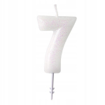 Tordik&uuml;&uuml;nal number 7, valge litritega, 6,5 cm