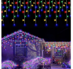 Airi 200 LED 8 meetrit v&auml;lisvalgustuse j&auml;&auml;purika valguskett valge juhtmega, v&auml;rviline vilkuv