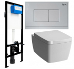3-in-1 KOMPLEKT: Vitra Metropole riputatav potti, 56x36, ilma &auml;&auml;reta + laud, valge + riputatav raam SLIM 113x52x12 cm + NUPP - German Quality