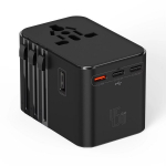 Universaalne pistik, reisiadapter, must, kiirlaadimisega, 45W, Must