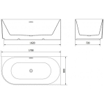 Vann Mexen Gia, parempoolne, 170 x 80 cm, valge matt + roosakuldne viimistlus