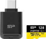 USB pulk Silicon Power m&auml;lukaart microSDXC 128GB Inspire + kaardilugeja