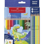 Dinosaurus kuuekandilised v&auml;rvipliiatsid 18+6col + kleebised - Faber Castell