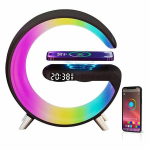 &bdquo;Elight G1&ldquo; 15 W juhtmevaba laadija, laua &auml;ratuskell, meeleolukas &ouml;&ouml;lamp Bluetooth-k&otilde;lariga, must