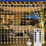 Happy People LED kardinad kaugjuhtimispuldiga, riputatav konksudega, soojalt valge 3x2