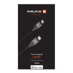 &bdquo;Evelatus&ldquo; USB C kuni &bdquo;Lightning&ldquo; kaabel 2,0 m, 60 W (MFI09), alumiiniumkorpus, must