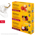 Tseiloni musta tee komplekt &bdquo;Rambutan&rdquo;, &bdquo;Passion fruit&rdquo;, &bdquo;Mangosteen&rdquo;, Tarlton, 3x (2g x 25tk), kottides