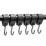 S-konksud nahkkonksuga, mustad, 6 tk