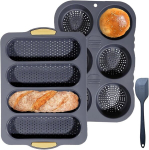 Silikoonist k&uuml;psetusvormid baguette'ide ja hamburgerite jaoks kaabitsaga, 3 tk.