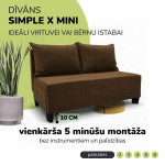 Kahe kohaline lahtik&auml;iv diivan Simple X Mini, Podrez, pruun
