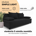 Kahe kohaline lahtik&auml;iv diivan Simple Light ilma k&auml;etugedeta, Podrez, grafiit