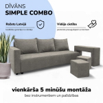 Kahe inimese diivanvoodi lauaga ja puffidega Simple Combo, Podrez, helehall